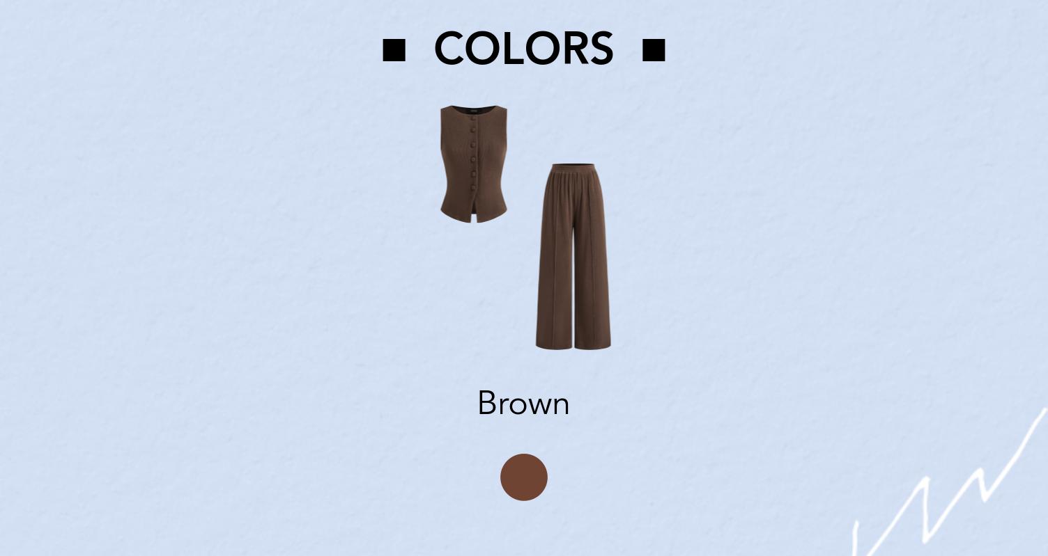 Cider Boat Neck Waistcoat & Mid Rise Elastic Waist Wide Leg Trousers Set