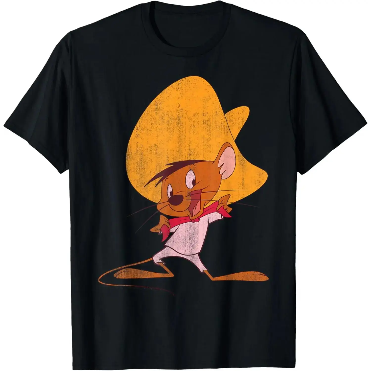 Menswear ABC Looney Tunes Speedy Gonzales Red Hue Portrait Natural Short-Sleeve Streetwear Fashion Casual Graphic T-Shirt Fabric Top