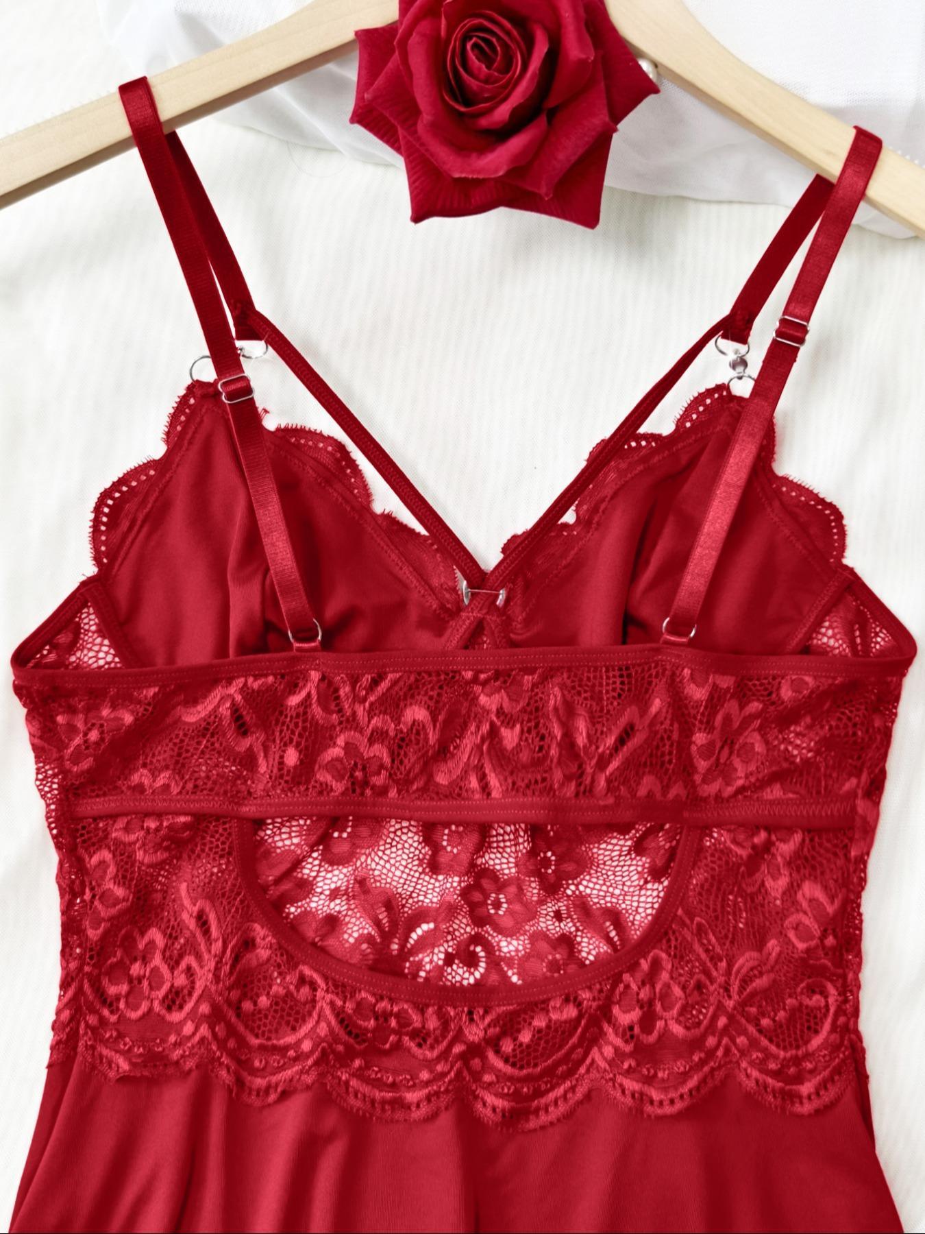 Women's Contrast Lace Rhinestone Decor Spaghetti Strap Sleeveless Nightdress, Soft Comfortable Strap Nightgown for All Seasons, Fashion Ladies' Sleepwear for Daily Wear