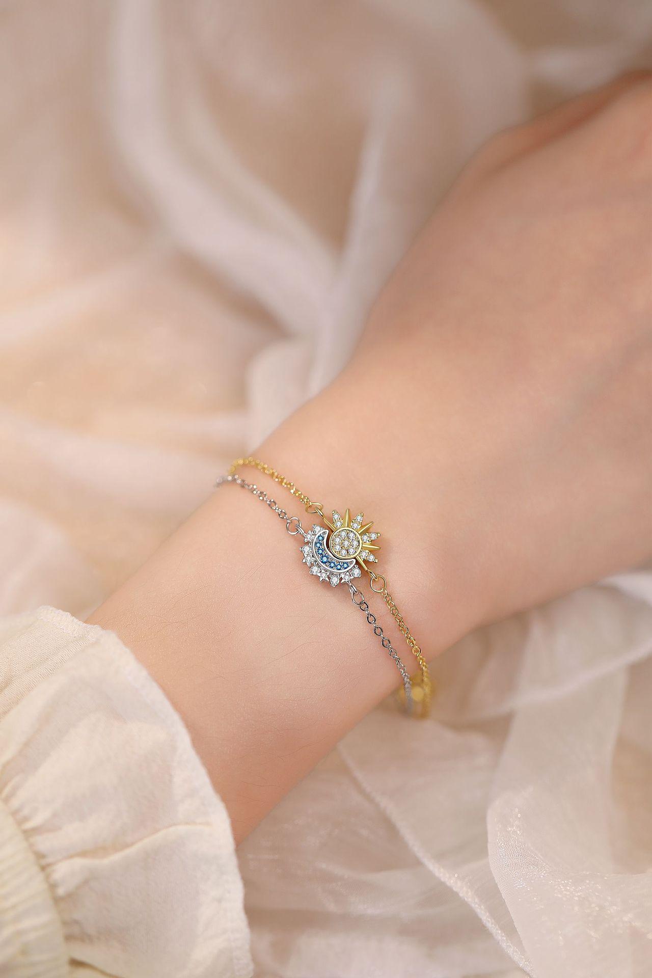 Sun & Moon Design Couple Bracelet Set, New Style Fashion Jewelry for Party, Daily Clothing Decor, Trendy gift for your girlfriend