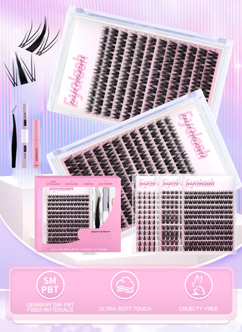 Sulfuras New Lashes Short Fairy Venus with Invisible Band Lashes Wispy Lash Clusters Individual Lashes 8-14MM Natural Waterproof for Girls DIY Cluster Eyelash Extensions Long Lasting Manga Makeup Cosmetic Springtok Gift