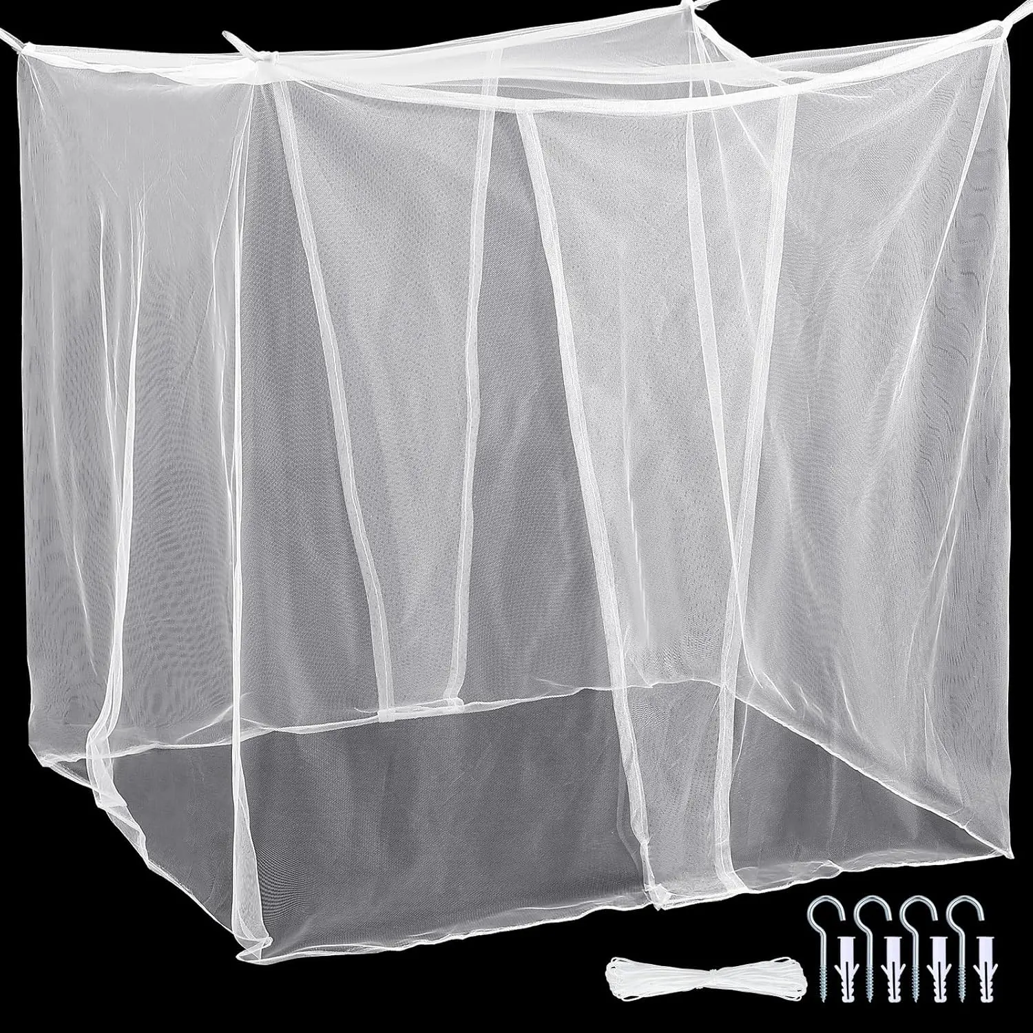 2-Openings Mosquito Net for Full Double   Size Bed, Large Mosquiteros Cameros para Cuba Bed Netting Canopy for Camping Outdoor Travel  Decor(White,L75 X W71 X H79 Inch)