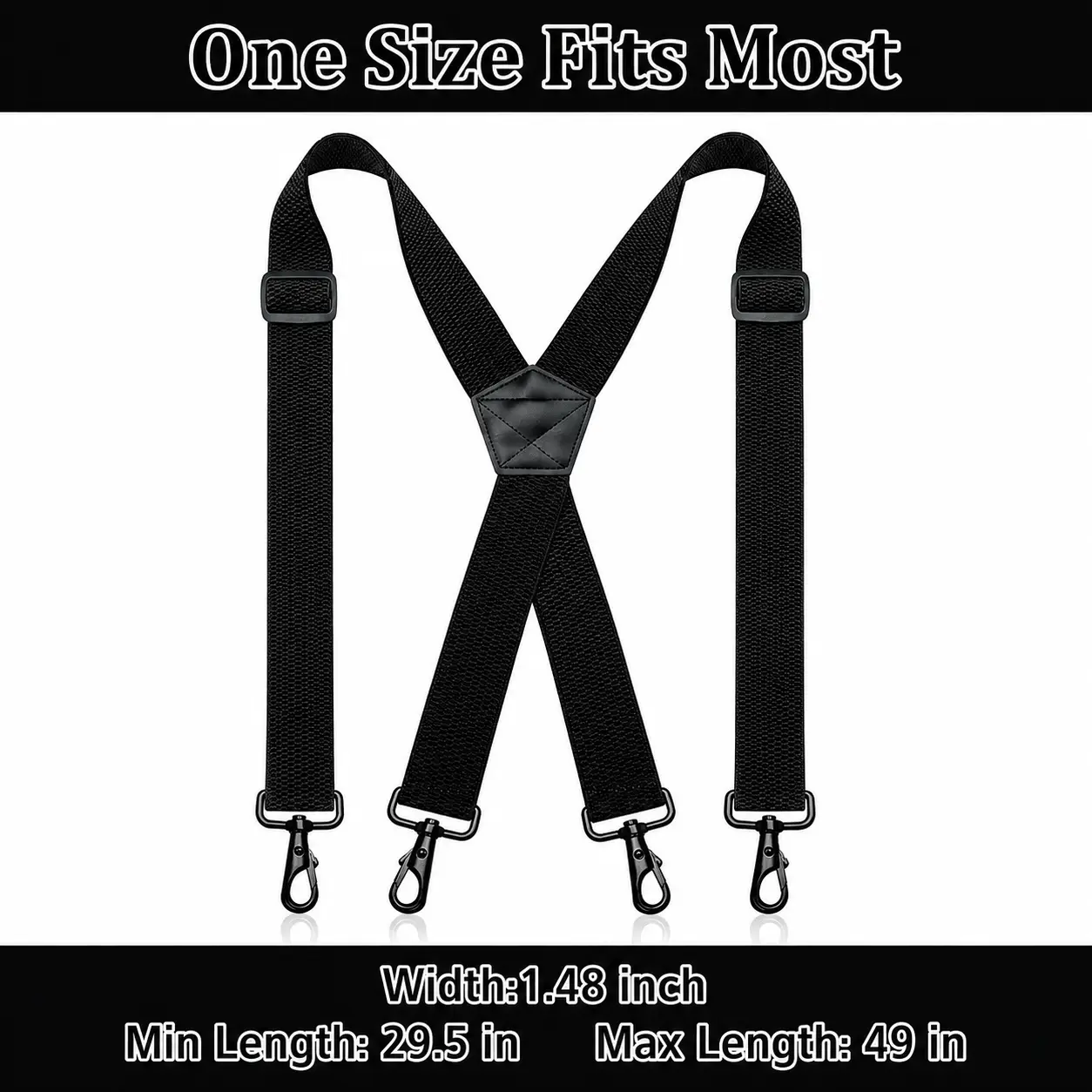 Men's Heavy Duty Suspenders, 1.48 Inch Wide Adjustable X-Back Suspenders with 4 Swivel Hooks for Jeans and Pants