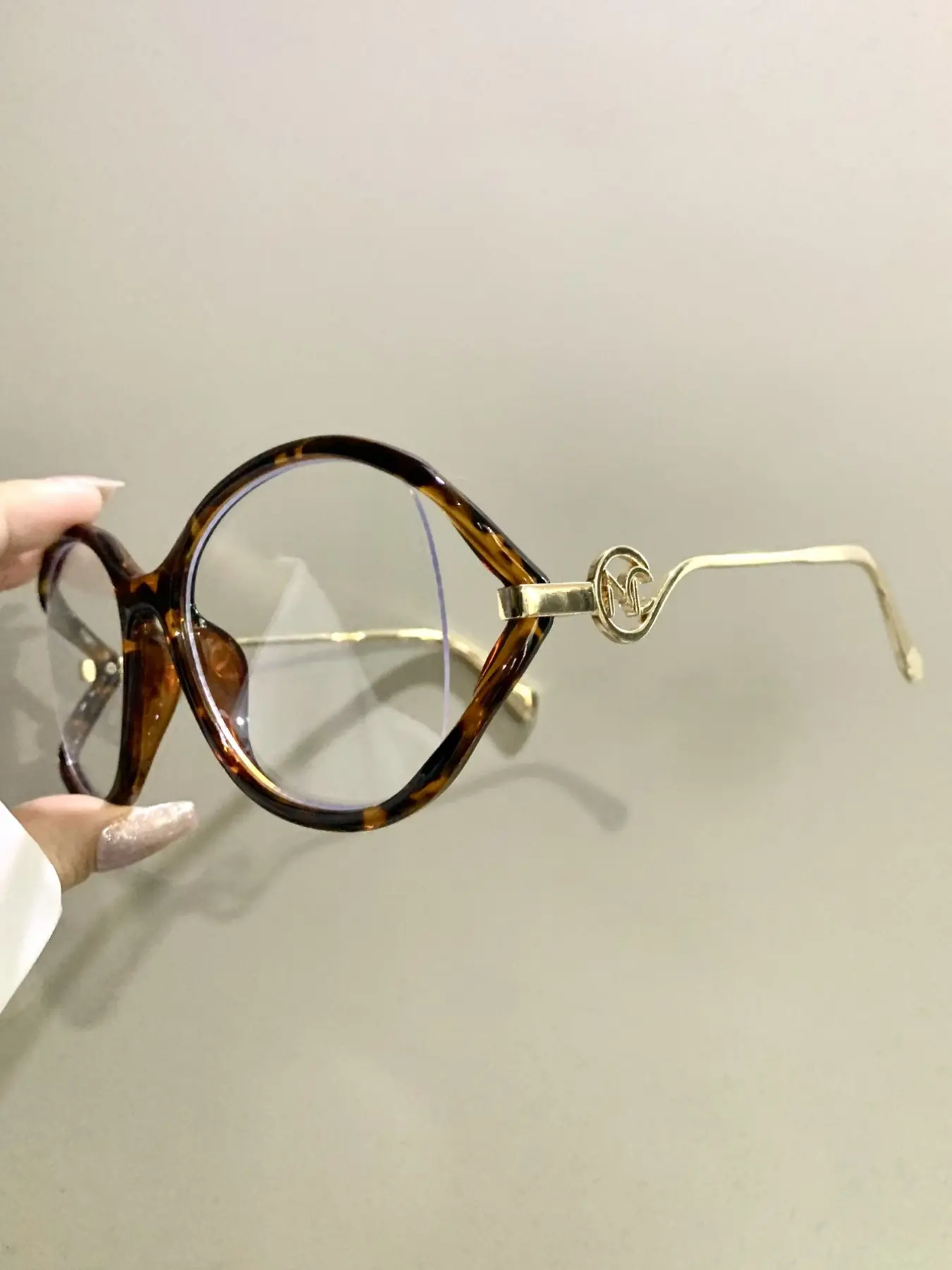 Fashion Retro Large Oval Frame Glasses, Trendy Novel Metal Frame Legs Eyeglasses, Unisex Eyewear for Women and Men