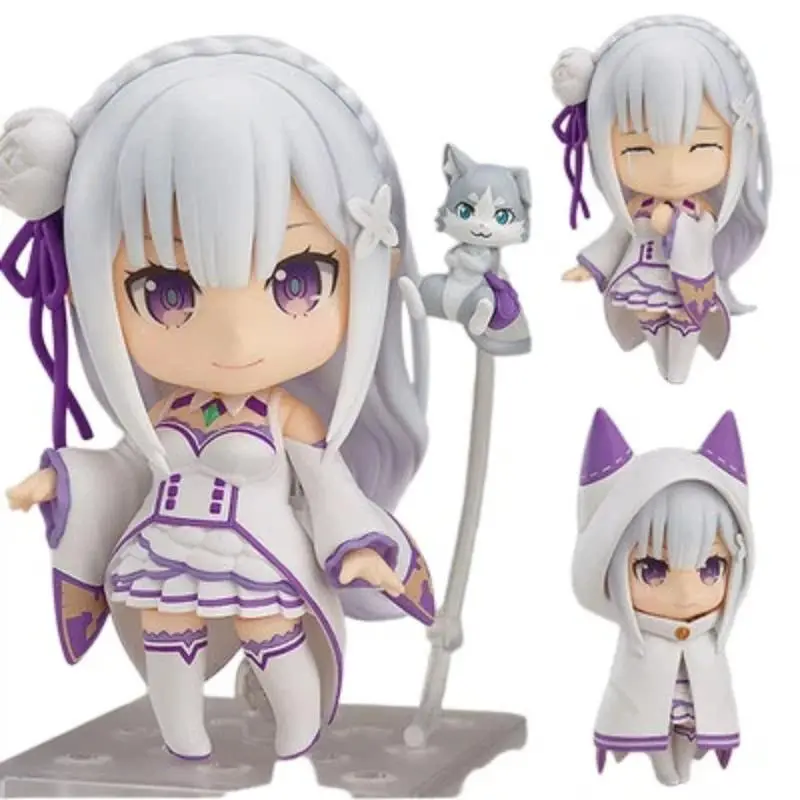 2026 hot itemRe:Zero Emilia 751 Q Version Nendoroid Posable Anime Figure With Face Swap Toys Cute Doll Collectible Desktop Decoration Gifts Popular toys