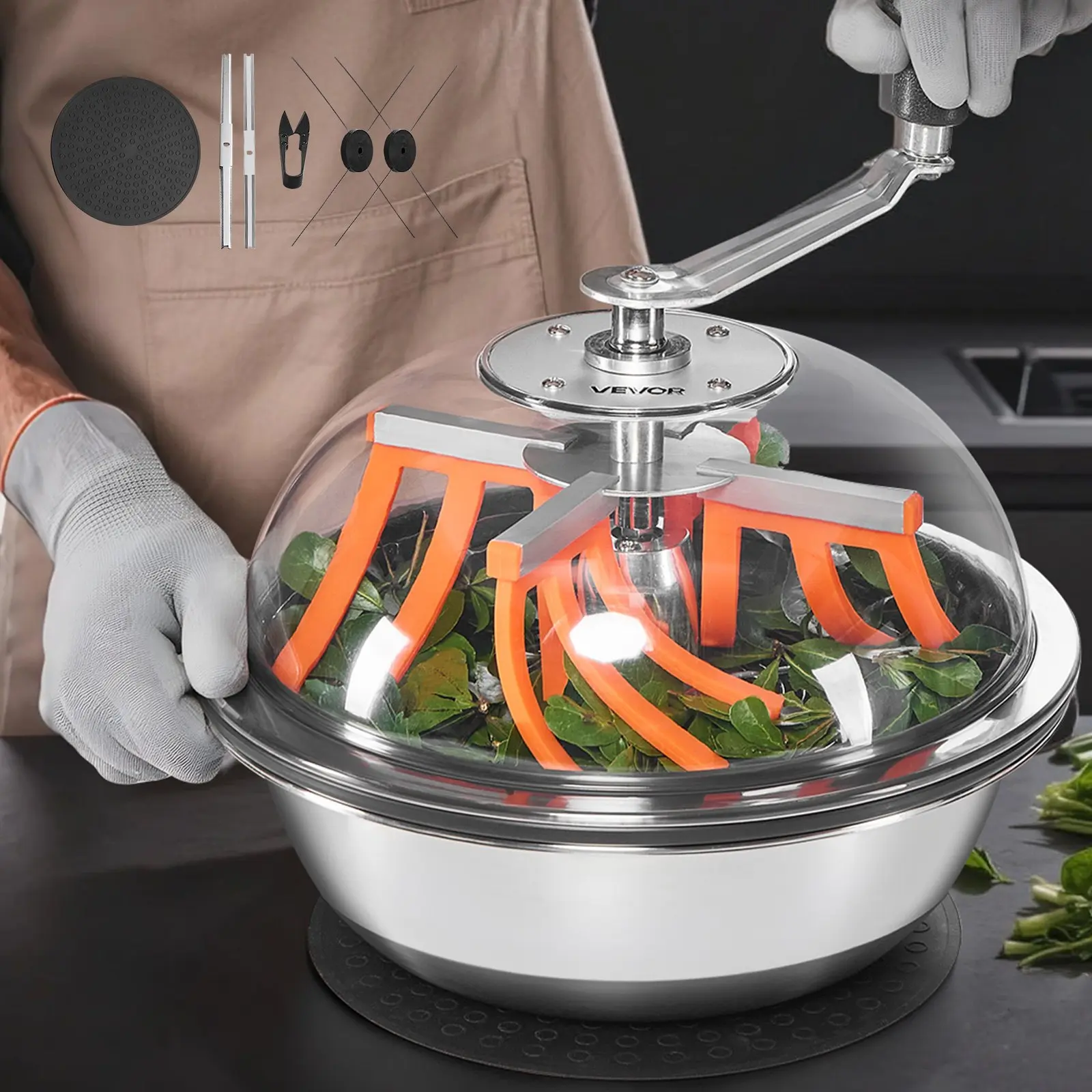 VEVOR Bud Leaf Bowl Trimmer, 13 in Manual Bud Trimmer, with Sharp Stainless Steel Blades, Visual Cutting, Wet & Dry Hydroponic Cutting Machine, Twisted Spin Cut for Plants Leaves Buds Flowers