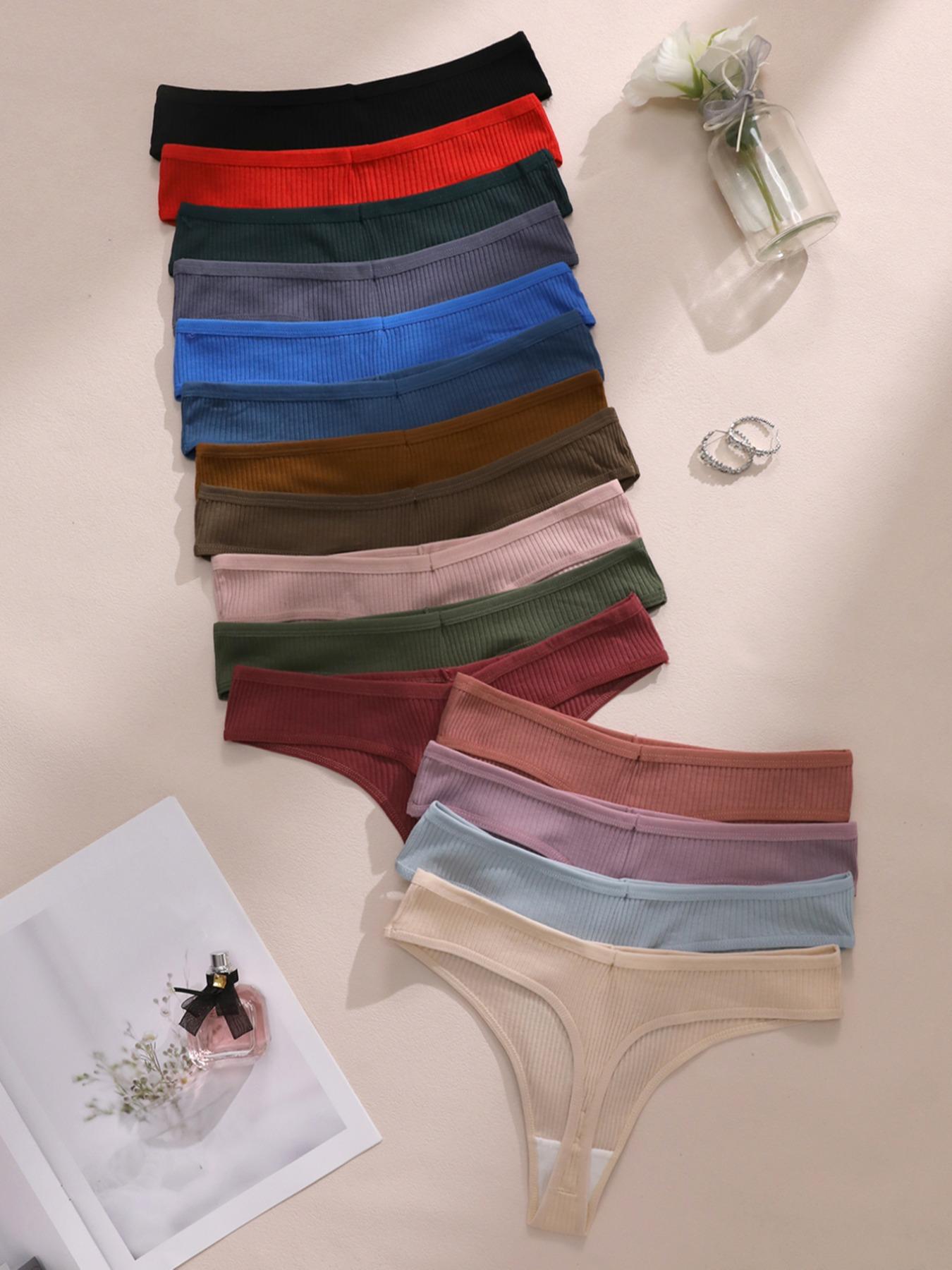 Women's Solid Color Thong, Soft Comfy Breathable Panty Casual Style Underwear for Daily Wear, Women's Underwear for All Seasons