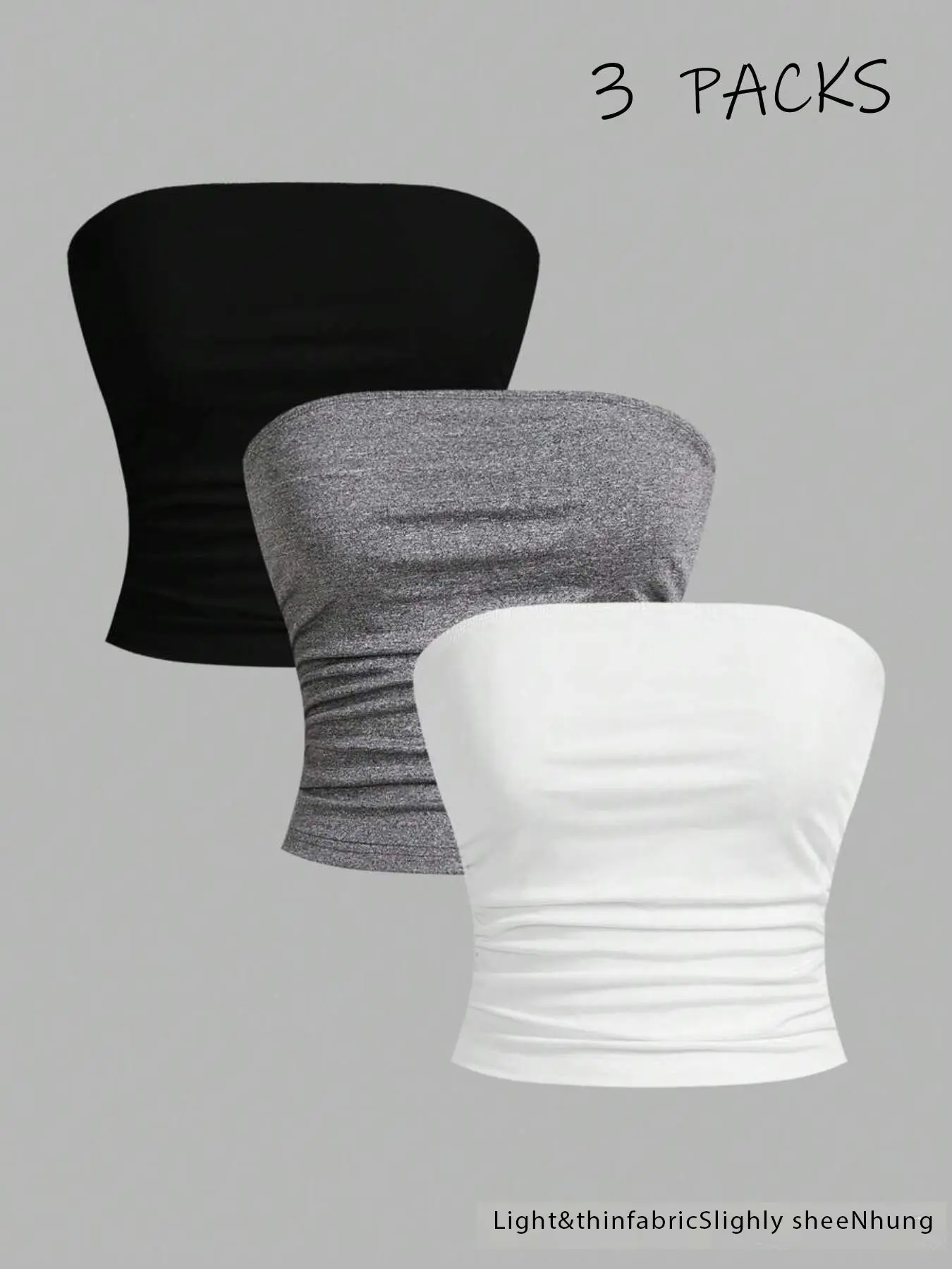 Women's Casual Tube Top Set, Summer Breathable Sexy Backless Crop Tops, Y2K Style Plain Color, Comfortable All Seasons Fashion