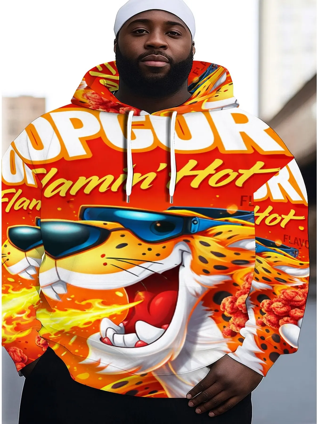 Men'S Casual Hoodie Features A Vibrant Popcorn Leopard Print Pattern With Multiple Colors And Sizes To Choose From, Fashionable And Fun, Perfect For Daily Wear In Hoodies