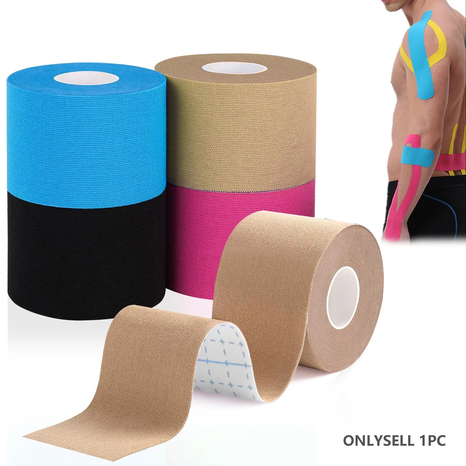 Kinesiology Tape, Uncut Elastic Athletic Tape for Daily and Sports Fitness, Breathable Sports Tape
