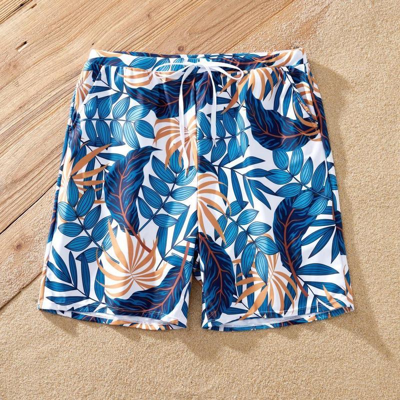 PatPat Blue Matching Couple Swimwear Bikini and Swim Trunks Set