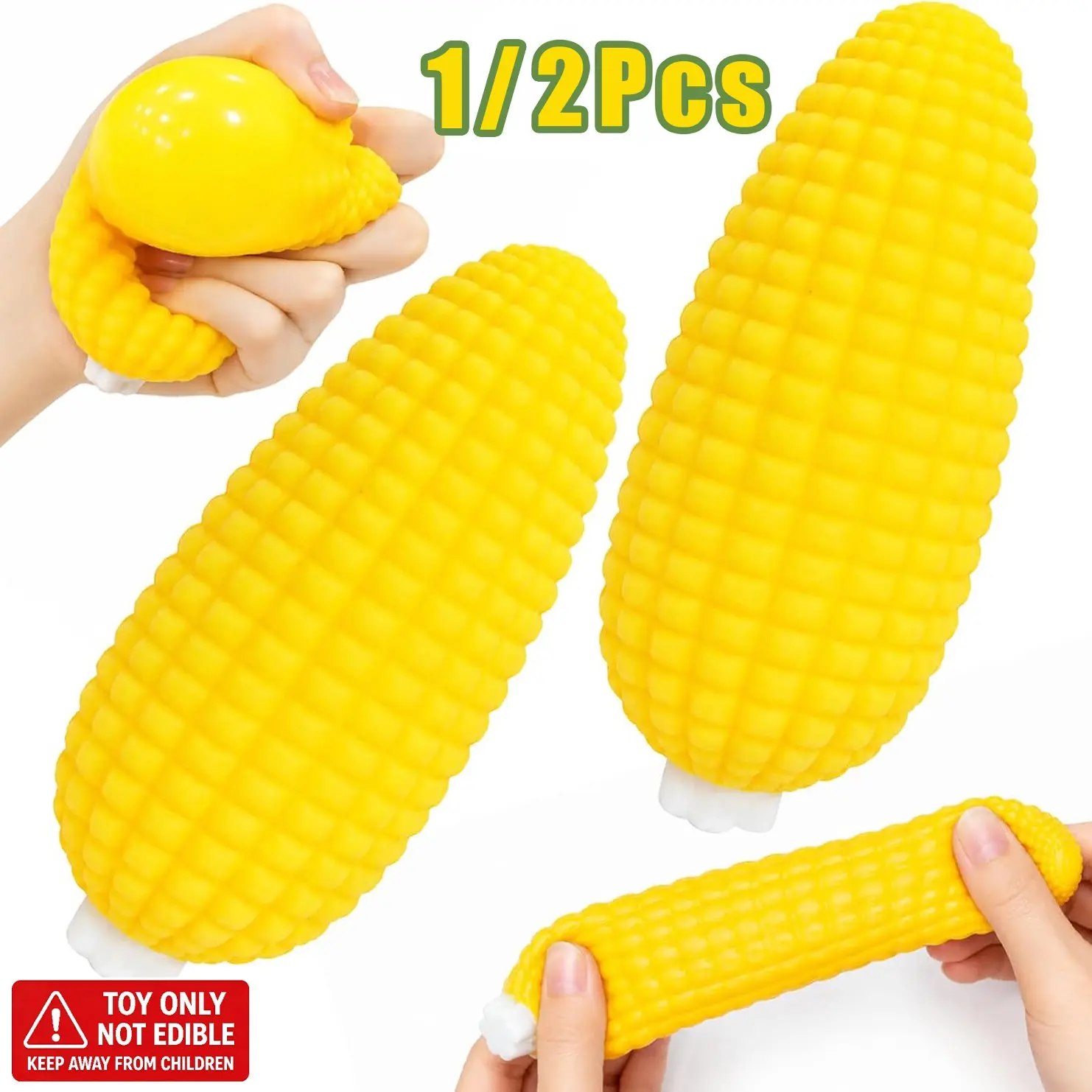 1/2Pcs Innovative Stress Relief Toy, Quick Bounce Sweet Corn Squeeze Fun, Unisex Fruit Plaything, Creative Relaxation Game, Kids' Interactive Activity, Squishy Sensory Play