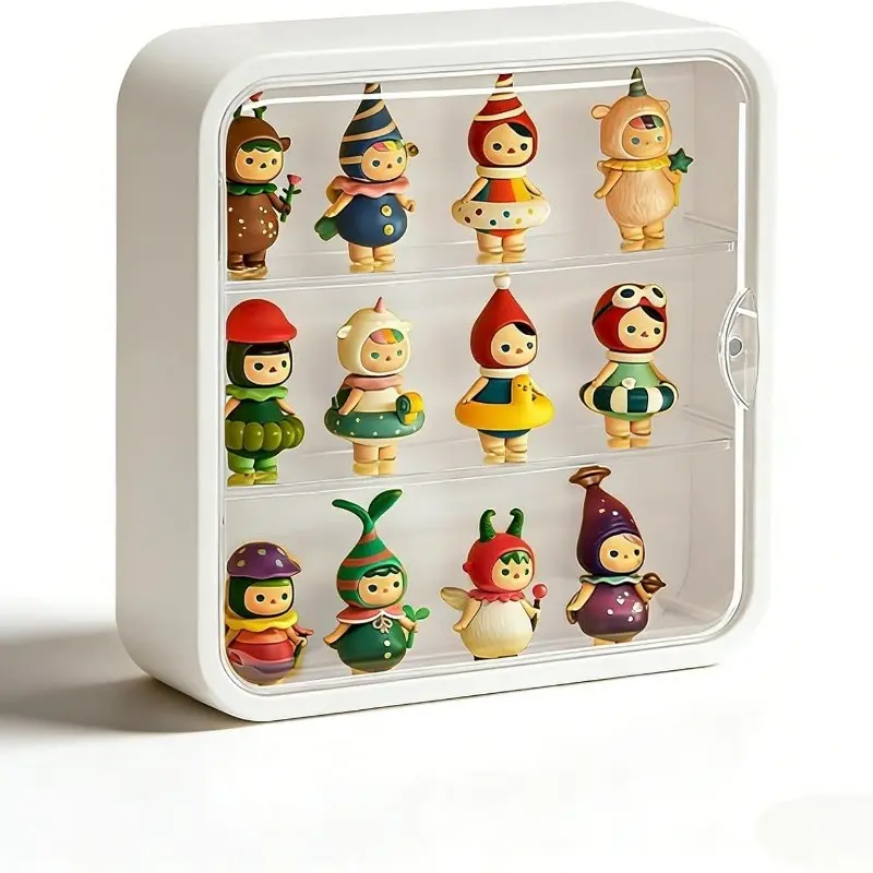 Wall Mount Display Case for Figures - Space Saving & Adjustable Acrylic Collectibles Storage Box Organiser with Magnetic Door, Dustproof & Moisture Proof for Lego Pop Mart Action Figures ,for Pop Mart