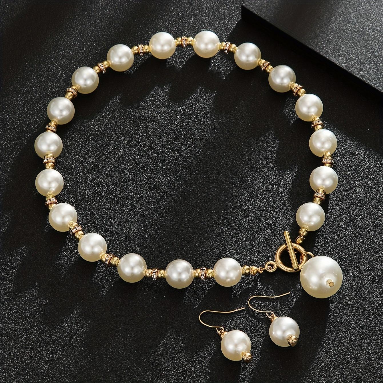 Diamond Imitation Pearl Necklace Elegant Short Clavicle Chain Necklace name plate