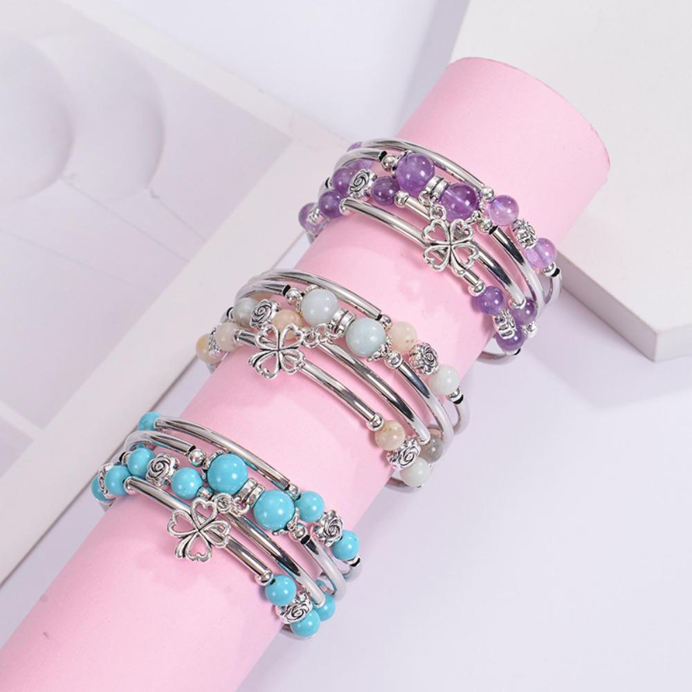 Bohemian Style Bead Winding Bracelets for Women Girls Multiple Layers Bead Flower Pendant Bracelet Trend Jewelry Christmas Gift