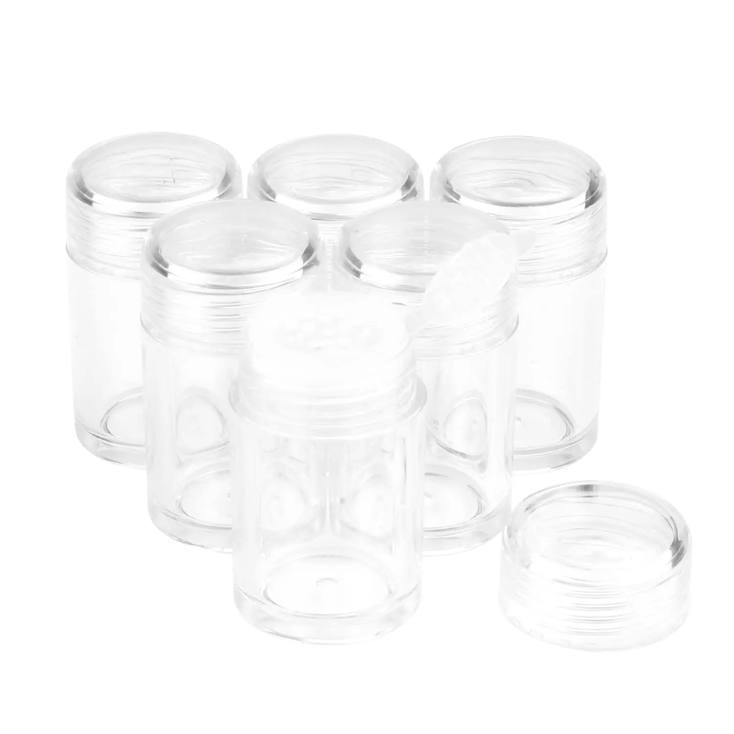6 count Plastic Loose  Jar 10g Clear Refillable   Case  Sample Pots Bottles Eyeshow  Box Concealer  Sifter Container with 12 Holes (clear lid)