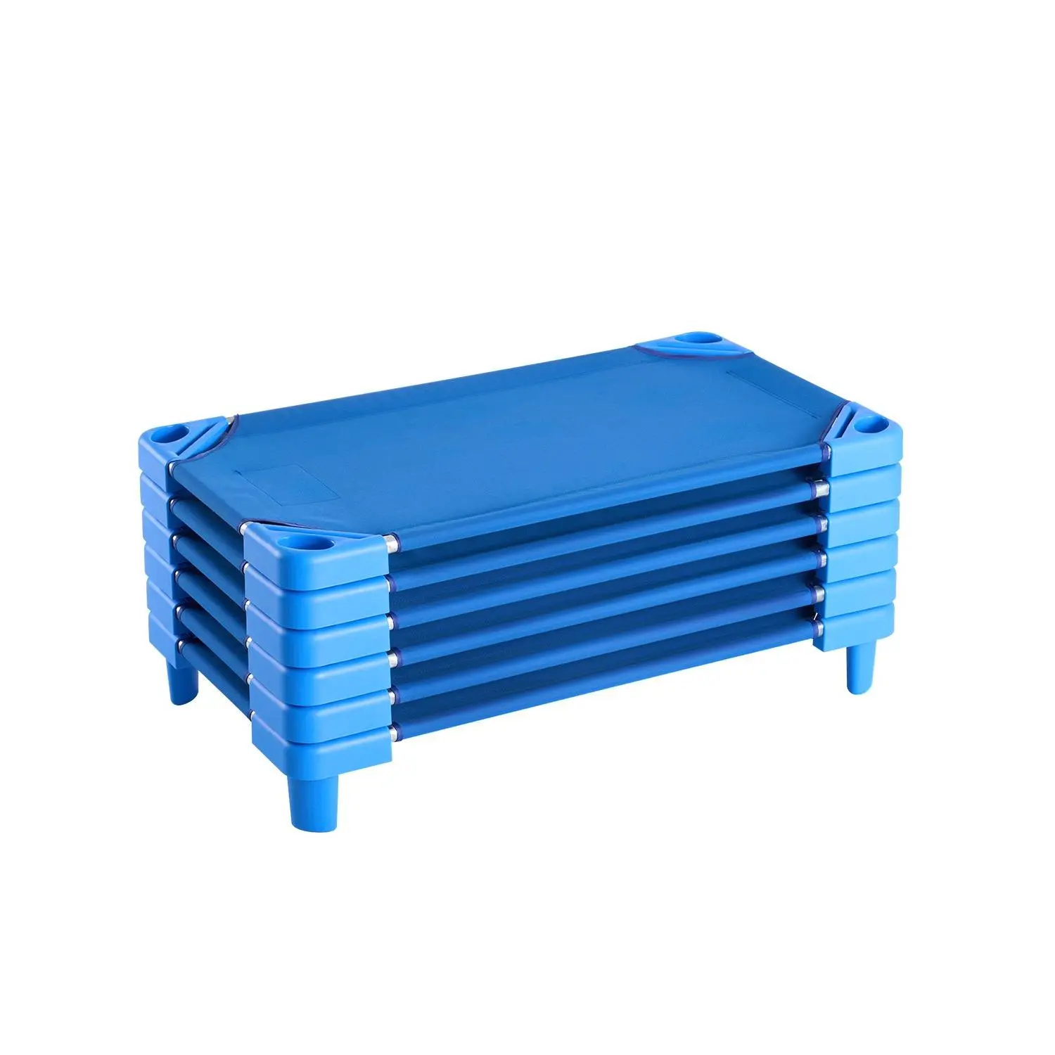 VEVOR Stackable Kiddie Cot, Pack of 6, Portable Toddler Nap Cots, Standard Size 40" Lx 23" W Daycare Cots for Kids, Preschool Classroom Daycare Beds for Sleeping, Resting, Naptime, Blue