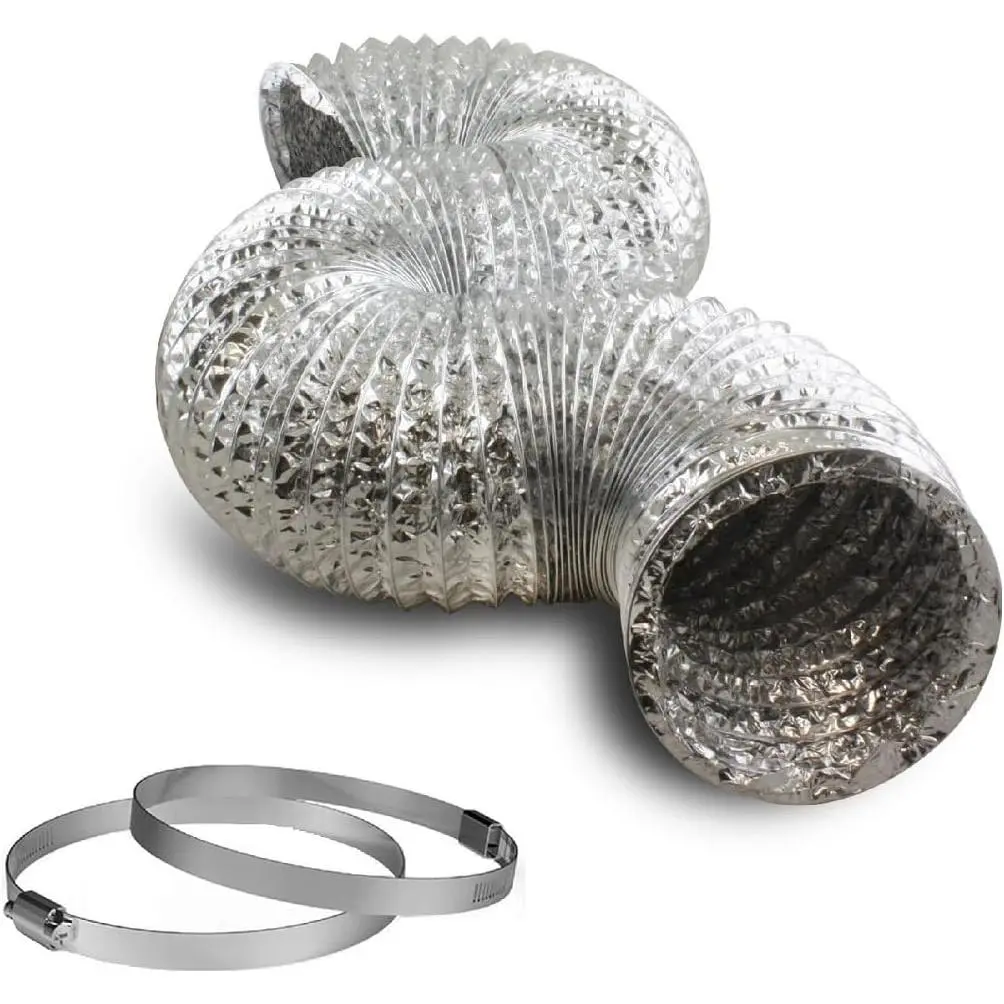 3 Inch Dryer Vent Duct, 8FT Flexible  Foil Exhaust Ducting For Heating and Cooling Ventilation with 2 Clamps
