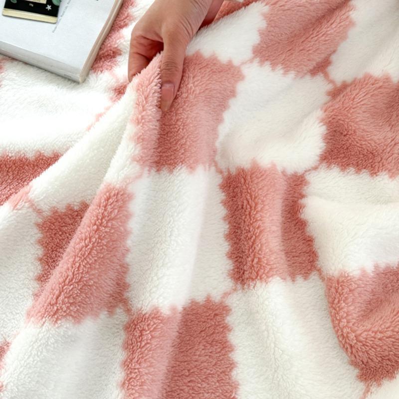 Checkerboard Pattern Blanket, 1 Count Soft Comfortable Warm Throw, Air-conditioned Room Warm Nap Blanket for Home Dormitory Camping  Office