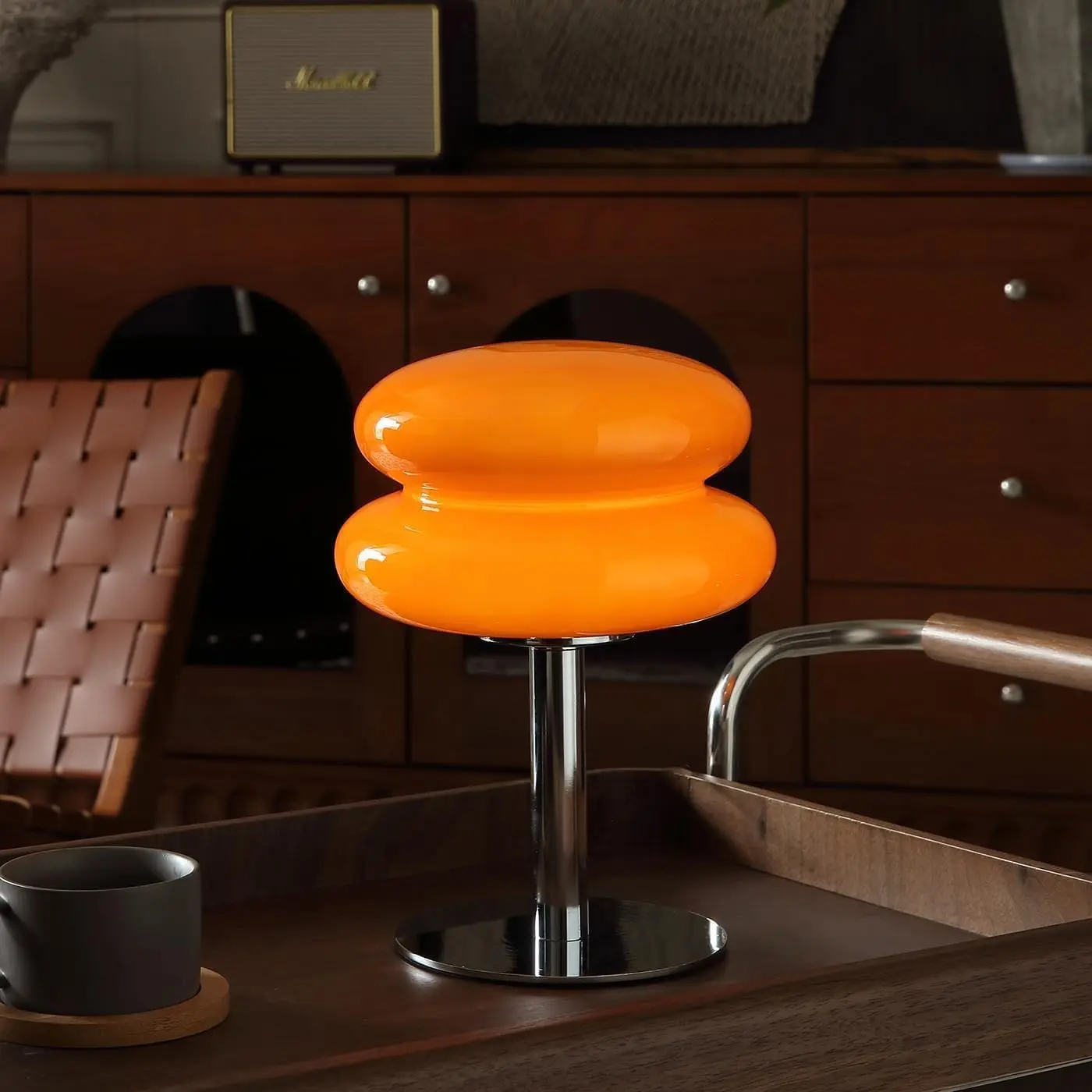 Mushroom Lamp Table Lamp for Night Stands,Mid Century Modern Desk Lamps for Bedroom, Vintage Dimmable Bedside Small Cute Lamps, Cool Aesthetic House Warming Gifts New Home Decor (Orange)