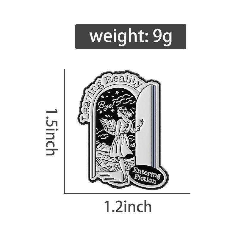 Black White Collection Enamel Pins Bookworm μ Cat Girl Brooches Skeleton Badge Coffee Pot Head Jewelry Gift for Friends