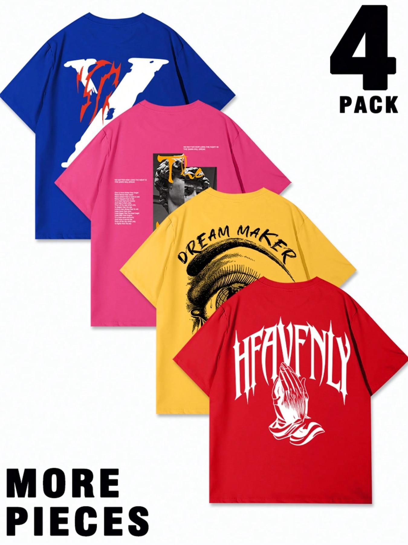 Men's Letter Print Short Sleeve Tee, Regular Fit Casual Crew Neck T-shirt for Daily Wear, Men's Top for All Seasons