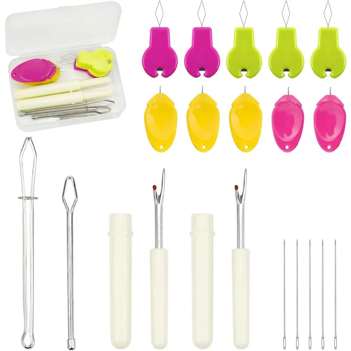 Threader for Hand Sewing & Sewing Machine - 10 Simple  Threaders for Embroidery Floss + 2 Seam Rippers + 2 Drawstring Threaders + 5