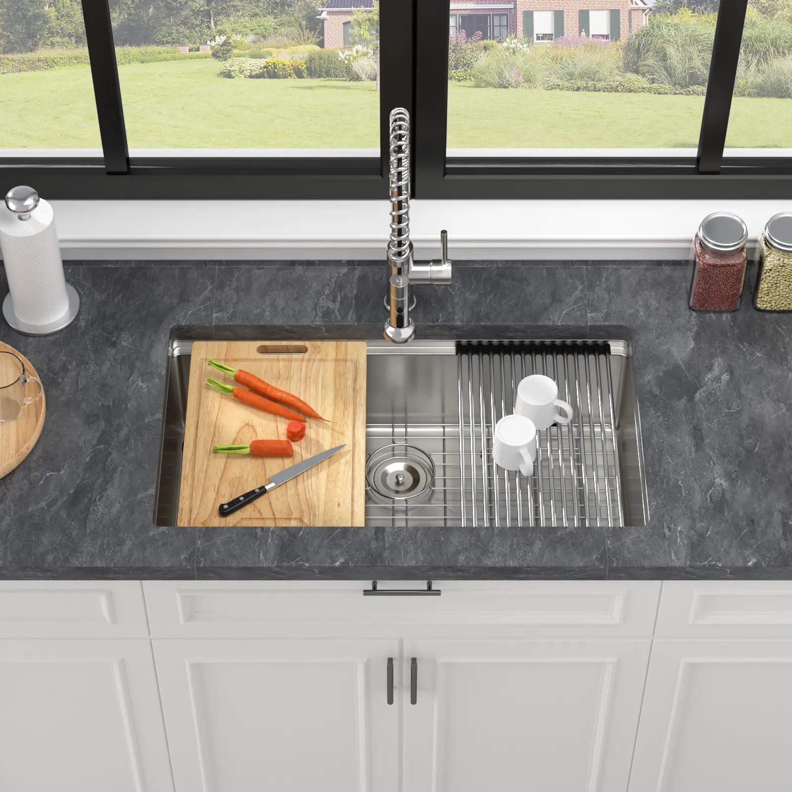 ARCH 30 Inch Undermount Single Bowl Kitchen Sink 16 Gauge Stainless Steel Ledge Workstation 30x19x9 Inch Deep Basin with Accessories for Kitchen Island Prep Bar Laundry Room Utility Sink, Home Furniture and Household Product Search Terms