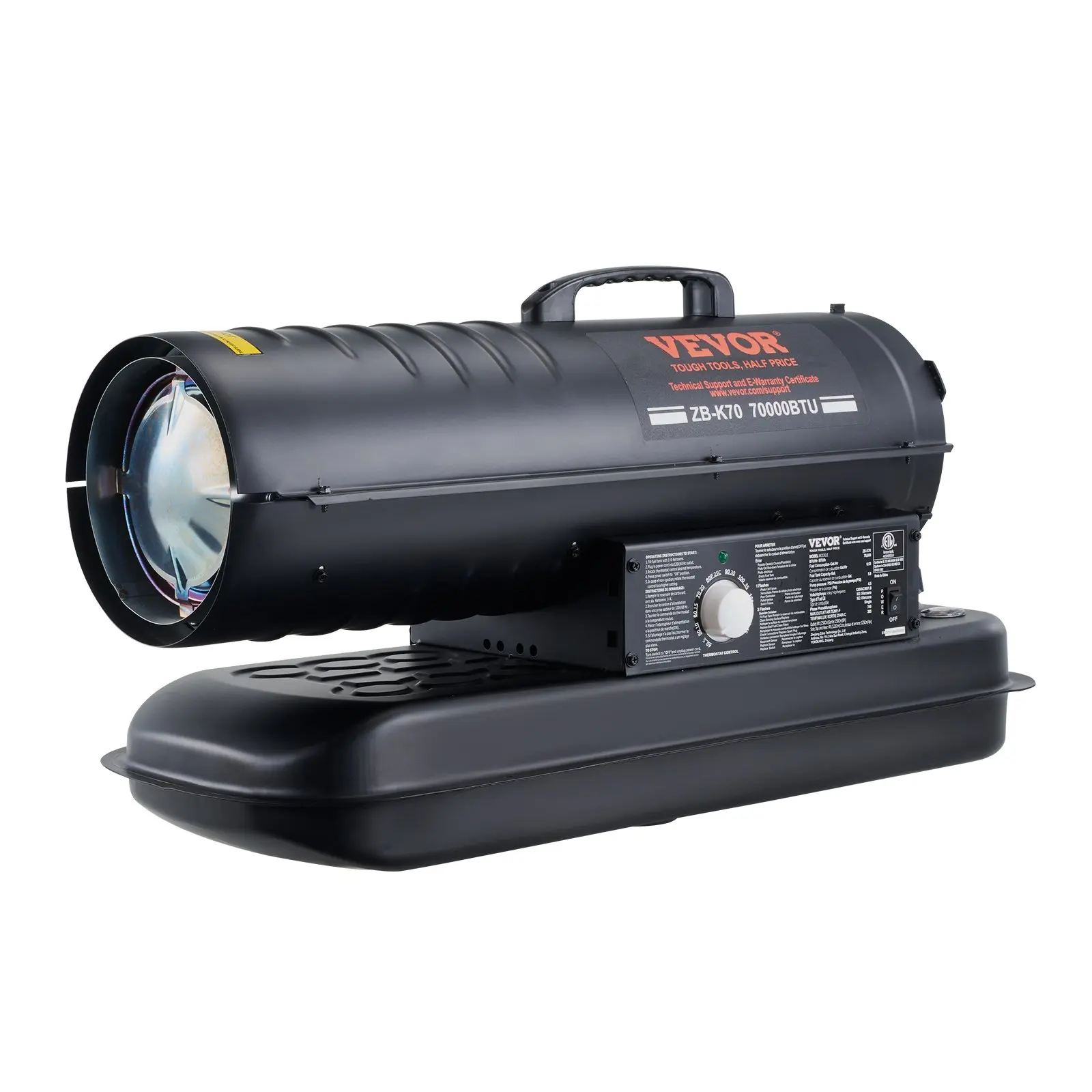 【DealsForYouDays】VEVOR Kerosene Forced Air Heater, 70000 BTU Portable Torpedo Diesel Space Heater with Thermostat, 5 Gallon Tank Energy-Efficient heavy-duty Heater, for Indoor Outdoor Use Workshop Industry