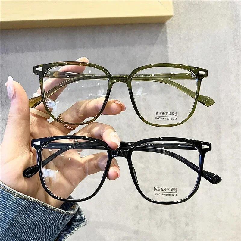 Anti Blue Light Ladies Square Myopia Glasses Ultralight Clear Transparent Computer Nearsighted Eyeglasses with Diopter 0 To -4.0