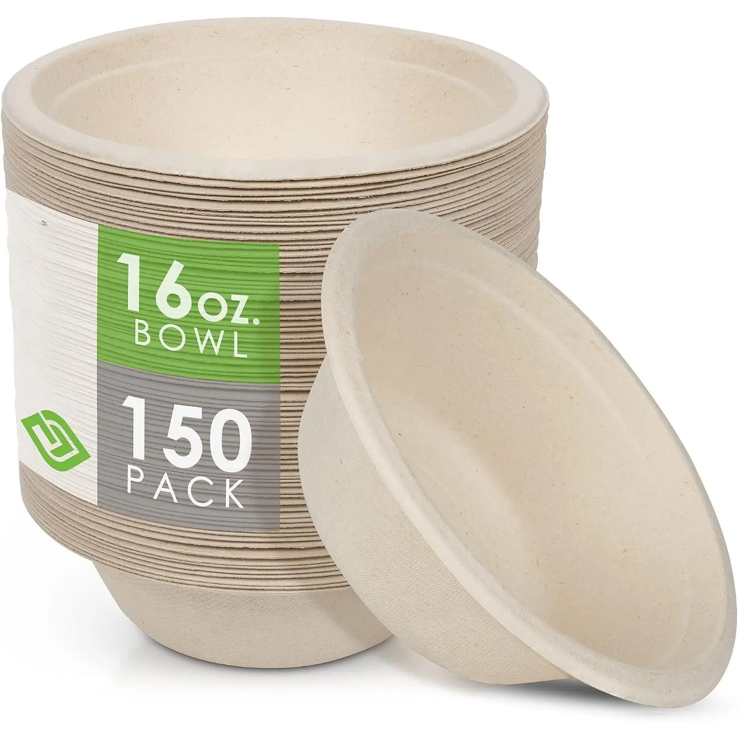 Compostable Paper Bowls [16 oz.] – 150 Disposable Bowls  Sturdy Tree Free Liquid and Heat Resistant Alternative to Plastic or Paper Bowls
