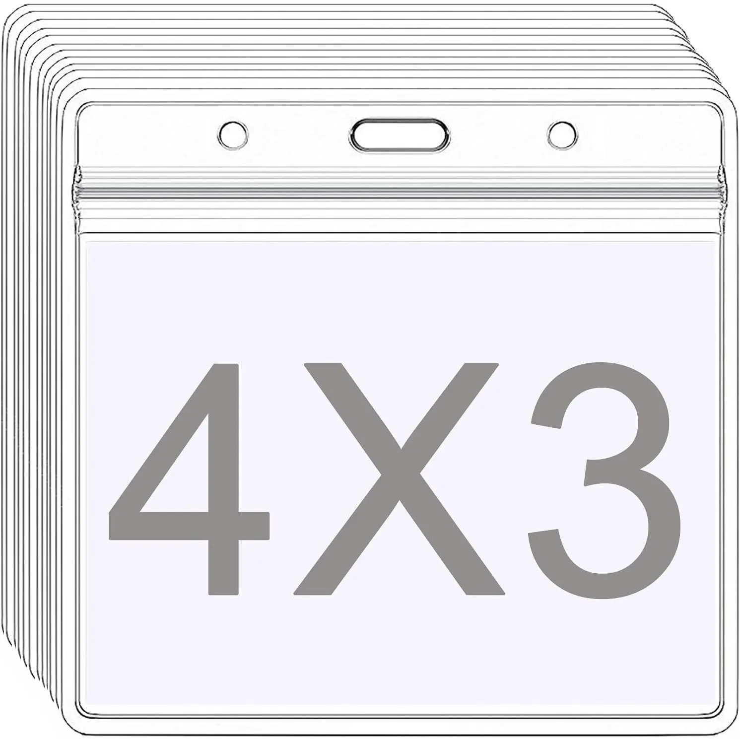 12 count Badge Holder Card Holders 4X3 Horizontal Large Badge Holder | Clear ID Card Holders Name Tag Fits 3x4 Inches
