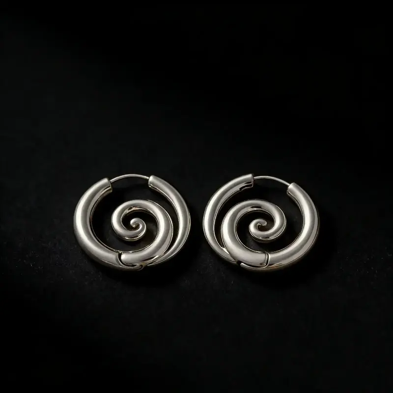 Women Gothic Spiral Hoop Ear Cuffs, Hypoallergenic Stainless Steel Stretched Coil Ear Jewelry, Trendy No Piercing Accessory for Cartilage, Helix, Daily Outfits, Punk Street Style and Festival Looks