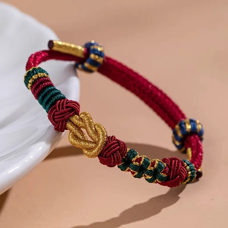 1pc Mo Xiangli Hand-Woven Beaded Bracelet-Bangle - Ethnic Bohemian Lucky Bead Motif, Retro Costume Jewelry, Casual Daily Wear Accessory, Ideal Gift for Weddings, Birthdays, One-Piece