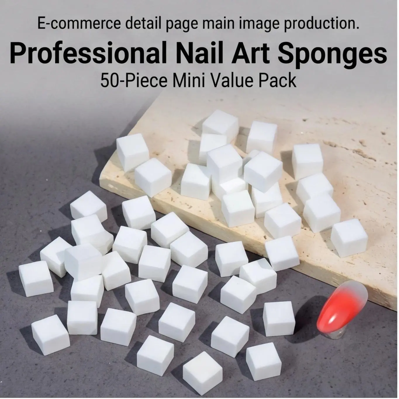 High-Density White Sponge Blocks, Uniform Size, Low-Lint & Reusable, For Nail Art, Makeup & Craft Projects