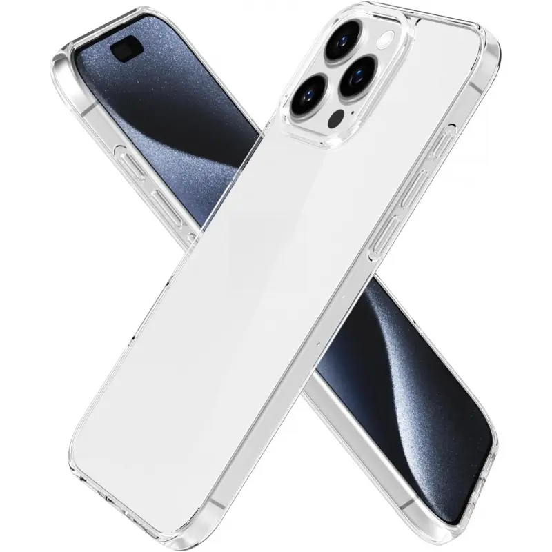 Clear Phone Case for iPhone 17 16 15 14 13 12 11 XS  Pro Max Plus Air,Phone Cases, Thin Slim Transparent Hard Plastic Back & Soft Silicone Bumper, Cute Non Yellowing Hybrid Matte  Protective Cover for Women