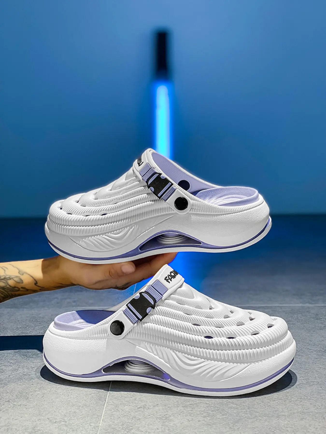 Summer Breathable Holey Shoes, Men's Anti-Slip Slip-On, Outdoor Durable Driving Soft Sole Beach Sports Sandals