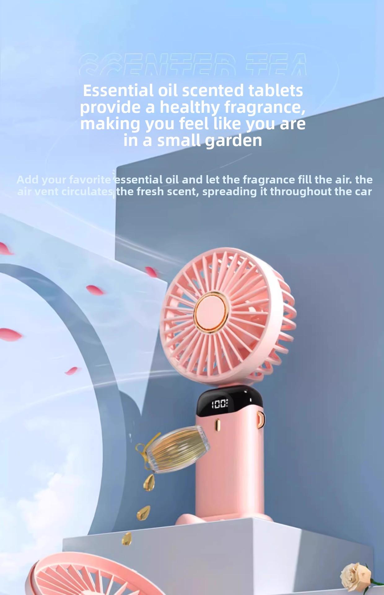 N15 handheld fan USB portable foldable rechargeable neck-hanging digital display desktop fan with long battery life and portable design