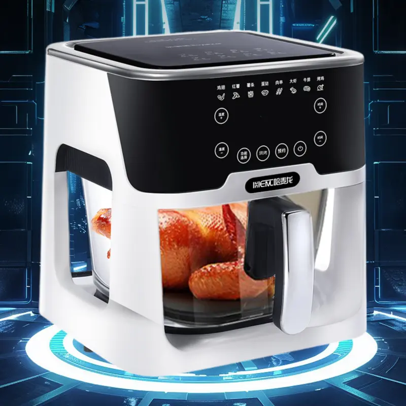 Household Smart Voice-Controlled Visual Fully Automatic Air Fryer with Borosilicate Glass Liner, Large Capacity, Moderate Size for Family Use