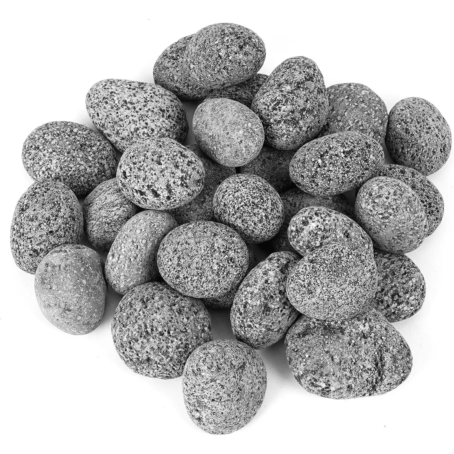 1-2 Inch  Tumbled Stones Round Lava Rock  | 10 Pounds, Indoor Outdoor Gas Fire Pit, Fireplace Decoration, Garden Landscaping, Cultivation of Potted