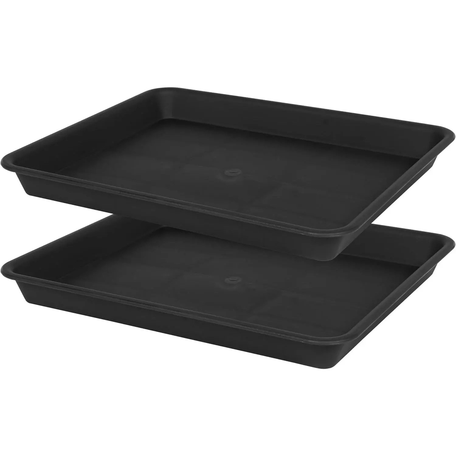 Plant Saucer Growing Tray, Seed Starter Tray Rectangular, Heavy Sturdy Plastic Plant Drainage Saucers, Plant Drip Trays for Pots, Seed Starter Growing Trays (11 x 9 inch, 2 Pack)