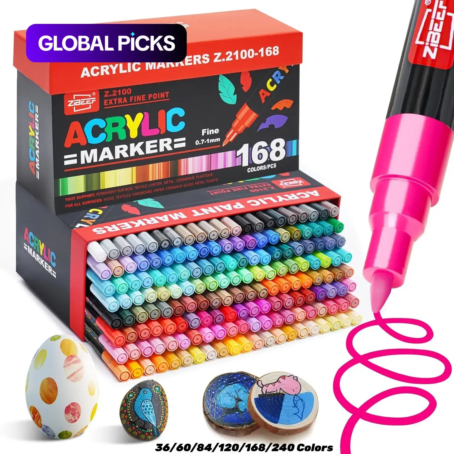 Acrylic Paint Marker Set, 16pcs Fine Tip Acrylic Paint Pen, Art Marker, Liquid Acrylic Markers, Waterproof & High Saturation Paint Marker for Wood, metallic, Plastic, Canvas, Fabric, Glass, Ceramic
