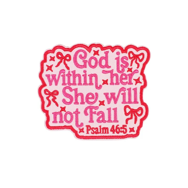 God Is Within Her She Will Not Fall Embroidered Patch, Back Adhesive Iron-On Applique, Embroidery, Embroidery Patches, Suitable for Clothes Jackets Hats Accessories