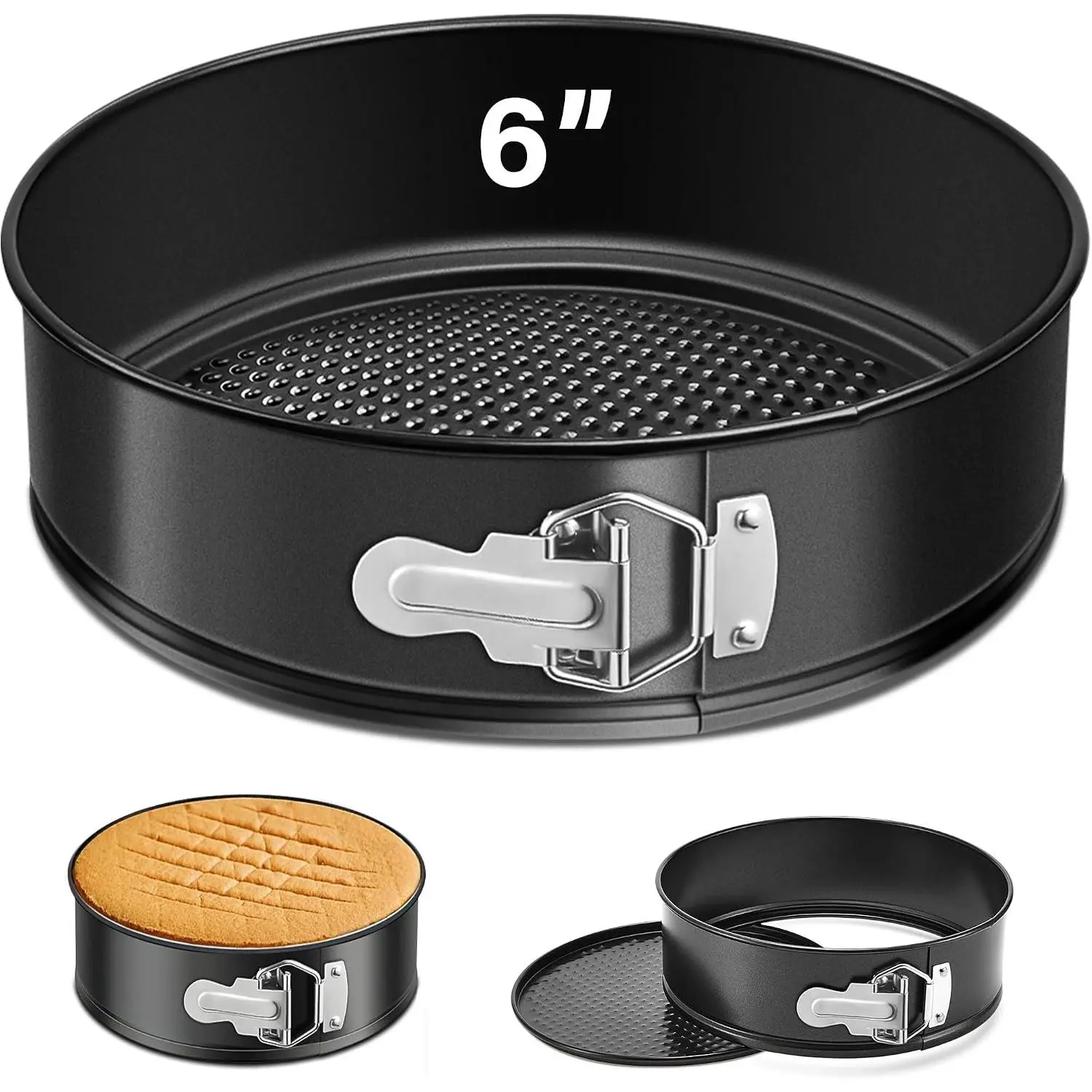 6-Inch Round Nonstick Leakproof Springform Pan with Removable Base & Bottom, Easy Release & Cleanup for Mini Cheesecake Baking