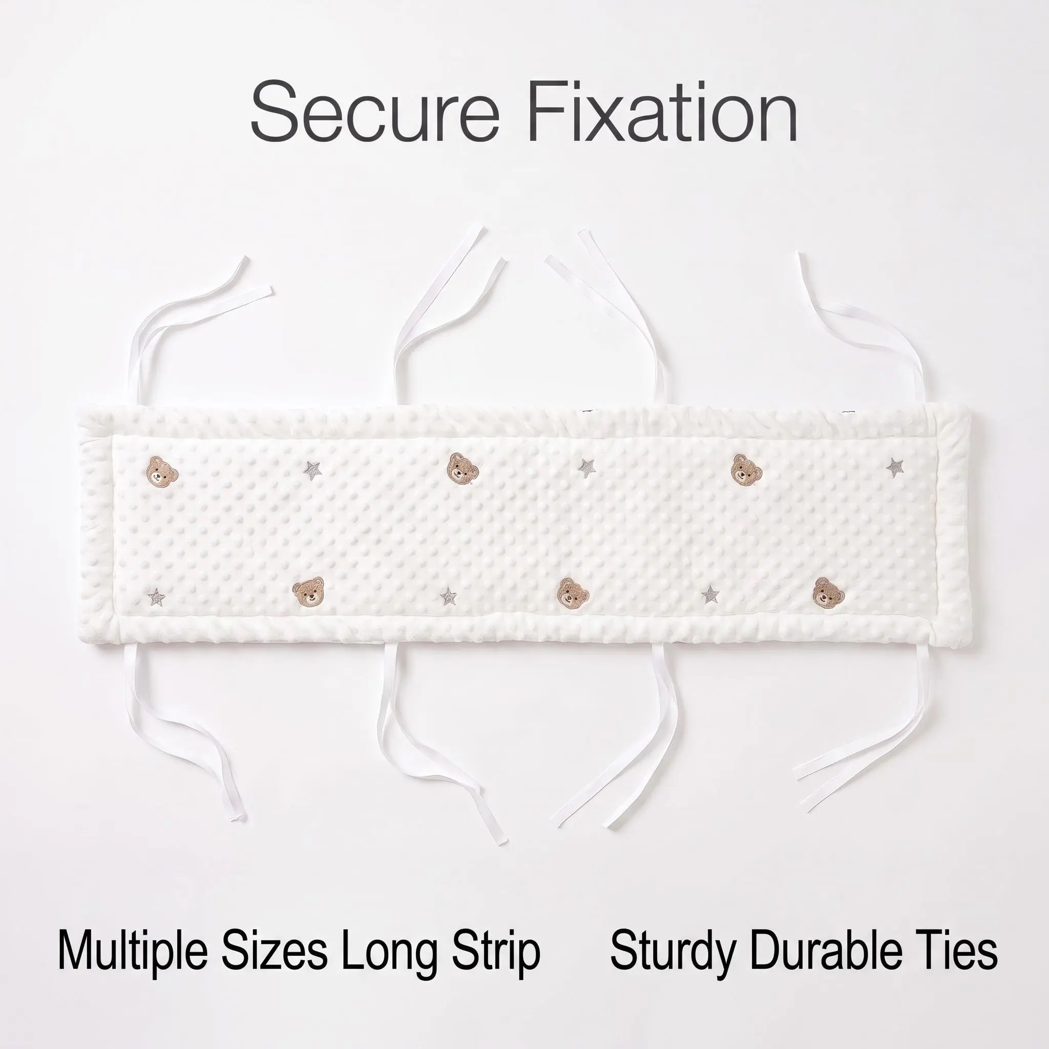 Soft Polyester Fiber Wadding Bed Edge Protector, Bear Embroidery Soft Padding, Anti-Collision Safety Strip, Prevent Injuries, Comfortable and Durable