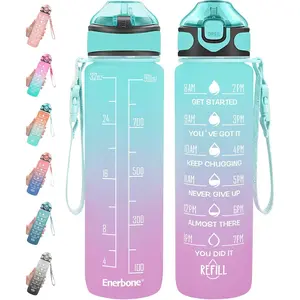 Enerbone 32 oz Drinking Water Bottle with Times to Drink and Straw, Motivational with Carrying Strap, Leakproof BPA & Toxic Free, Ensure You Drink Enough Water for Fitness Gym OutdoorGift