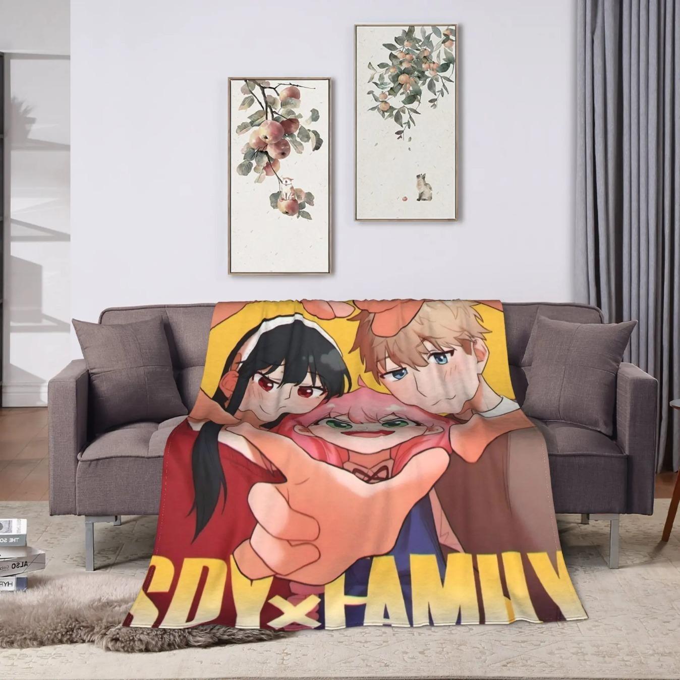 Spy x Family Anya Forger Flannel Blanket Soft Anime Throw Blanket Cozy Bed Sofa Travel Office Streetwear Style Warm Bedspread Gift for Fans