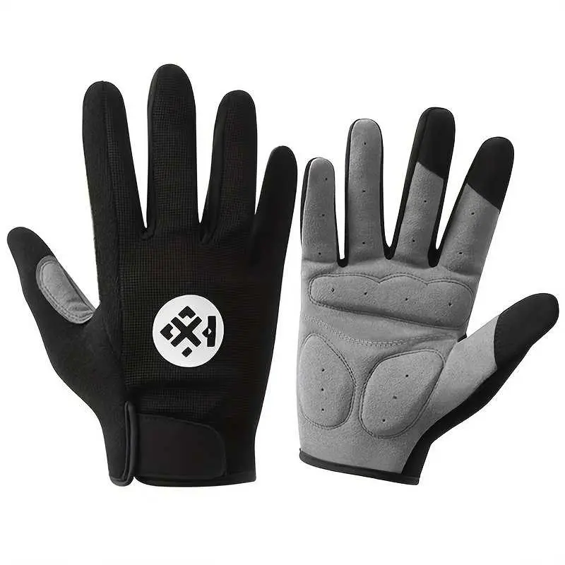 Touchscreen Full Finger Cycling Gloves for Men Women, Shock-Absorbing Protective Pads Anti-Slip Palm Enhanced Friction Breathable Wear-Resistant Gloves for Road Mountain Biking, Hiking, Outdoor Sports & Daily Commute