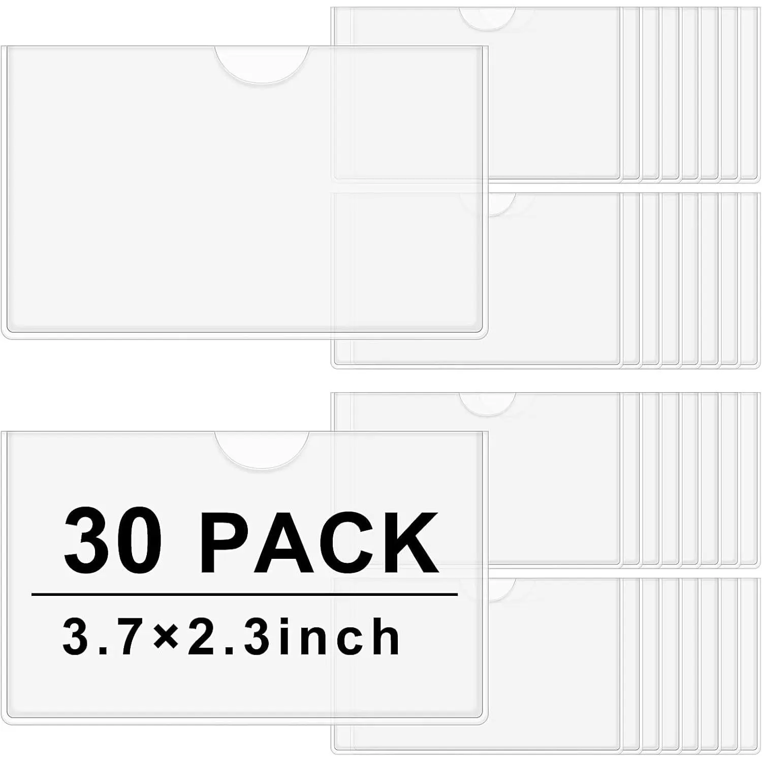 30 Pack Self-Adhesive Index Card Pockets with Top Open for Loading - Ideal Index Card Holder for Organizing and Protecting - Crystal Clear Plastic(3.7 x 2.3 Inches)