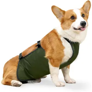 Waterproof Corgi Raincoat - Lightweight Dog Bellyband & Protector, Breathable, Anti-Dirty Puppy Outfits(Green,M)